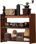 Wooden Cup Holder Walnut 3 Tier Shelf Organizer | Coffee Station Organizer, For Kitchen Home