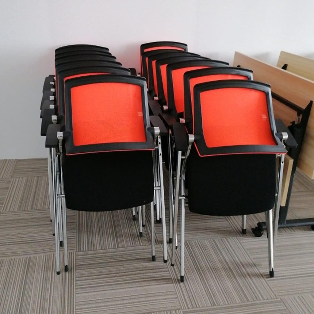 Mesh Back Folding Office Chair with Adjustable Armrests Blue Color Ideal for Business Meetings in Meeting(Red)