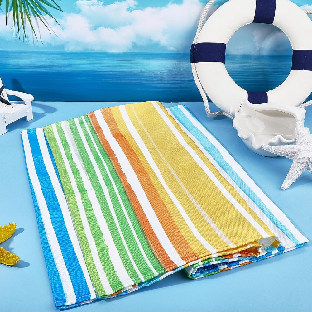 GORGECRAFT Thicker Beach Sling Patio Chairs Canvas 120x43.5cm Outdoor Folding Chair Replacement Fabric 12oz-Canvas Yellow Blue Stripe Lounge Reclining Replacement Cloth for Summer Garden Sunbathing
