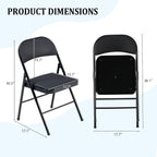 Folding Chairs 6 Pack Black with Padded Seats, 350-LBS Heavy Duty Metal Frame, Portable Design for Home Use, Party Events Outside, No Assembly Required