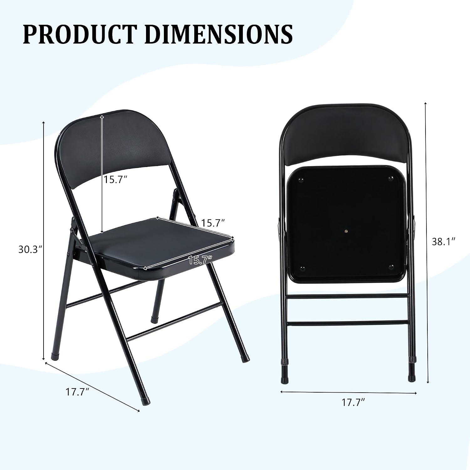 Folding Chairs 6 Pack Black with Padded Seats, 350-LBS Heavy Duty Metal Frame, Portable Design for Home Use, Party Events Outside, No Assembly Required