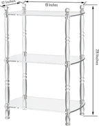 3 Tier Clear Acrylic Table, Accent Furniture for Living Room, Bedroom Clear Nightstand Side End Tables 12" D x 19" W x 28" H