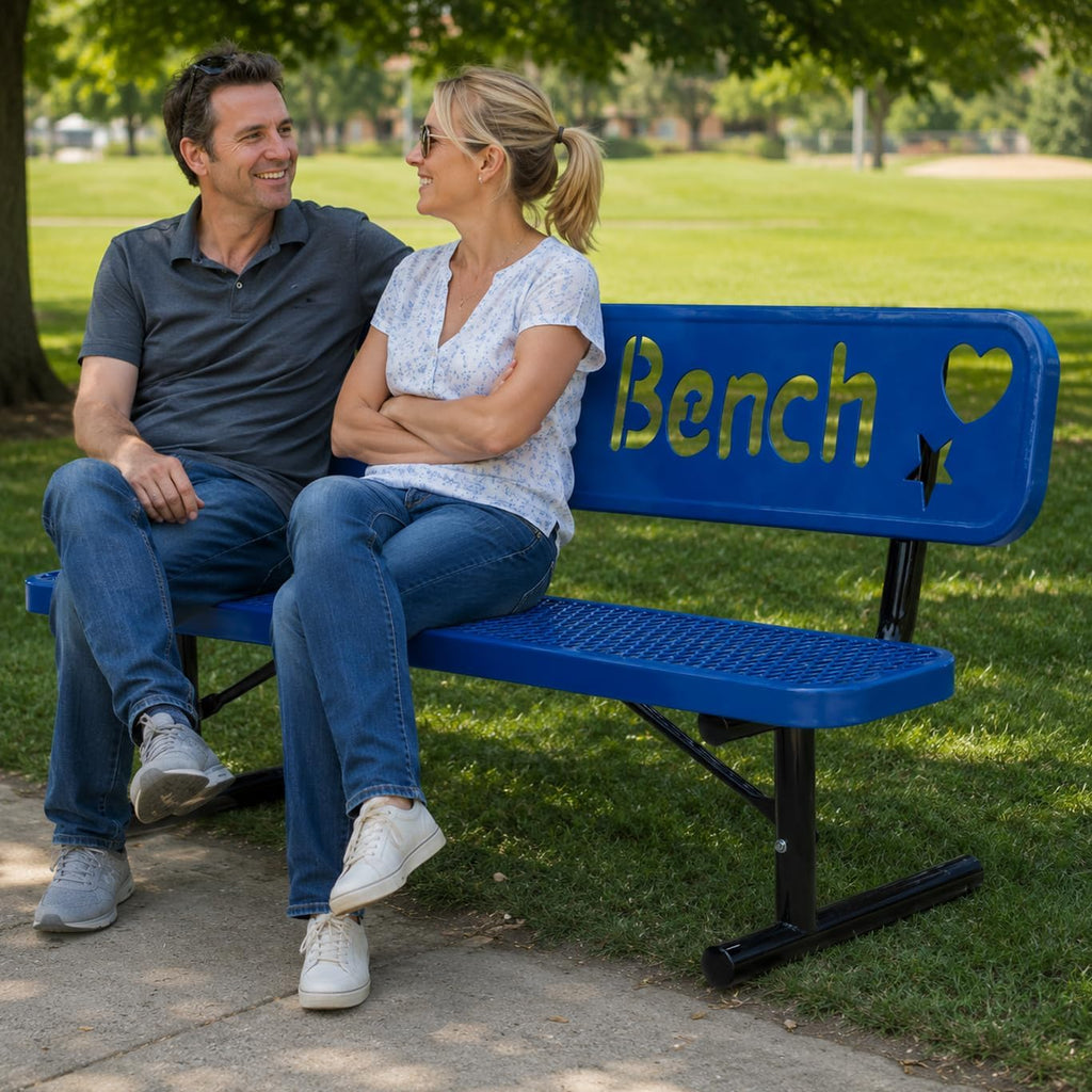 The City™ Series Buddy Benches, Blue, 72" L x 12" W x 18.25" H