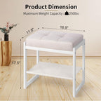 Vanity Stool, Makeup Vanity Chair for Vanity, Ottoman Seat for Bedroom Makeup Living Room,Foot Stool Foot Rest, (Beige&White)