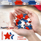 Bucherry 45 Pcs 4th of July Wooden Stars Decorations Patriotic Red White Blue Star 250 Anniversary Ornaments Crafts Cutouts Vase Bowl Filler Tiered Tray Decor for Independence Memorial Day