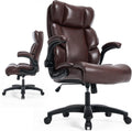 ESTRUCO Big and Tall Office Chair 500lbs Wide Seat Executive Office Desk Chair High Back Computer Gaming Chair,Flip-Up Armrest,Lumbar Support Computer Chair for Heavy People(Brown,Classical)