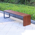 Garden Outdoor Garden Backless Bench, Steel with Wood Grain Park Chair, for Balcony Yard Porch Seating Seat(Medium)