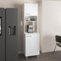 21.4" D*19.7" W*78.7" H Corner Kitchen Pantry with 3 Shelves, 2 Single Doors, Sliver Legs, Rectangular Storage Cabinet, Modern Minimalist, for Living Room, Dining Room, White