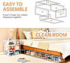 INSTY 12 Pack Large Shoe Storage Box, Clear Shoe Storage Organizer with Magnetic Door, Stackable,Shoe Containers For Display Sneakers, Easy Assembly, Fit up to US Size 12, Clear