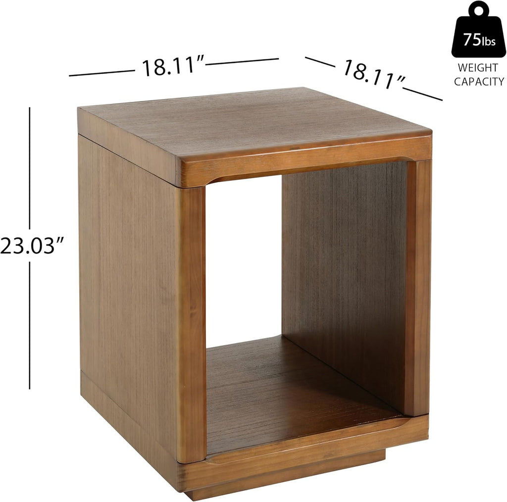 Christopher Knight Home Cubes Modern Coffee Table with Storage, Wooden Square Side Table, Living Room Sofa End Table, Walnut