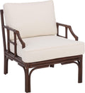 SAFAVIEH Furniture - Kazumi Accent Chair - Coastal Design White Cushion & Chocolate Brown Rattan - Fully Assembled - Ideal for Living Room, Bedroom, Dining Space, 19.7" Seat Height (ACH6508C)