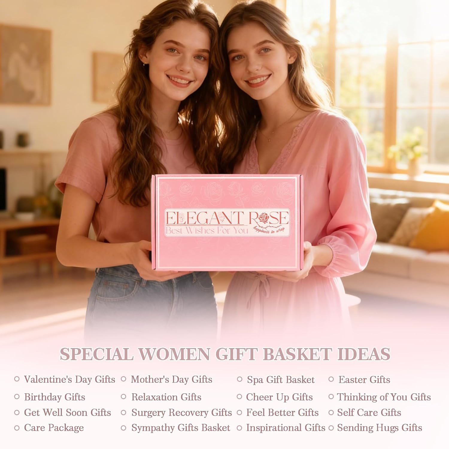 Pink Gifts for Womens Self Care Essentials Gift Set - Pink Birthday Gifts Box for Women Spa Gift Basket for Mom Sister Best Friend Work Friend, Gift Package for Women Pampering Gifts w/ 40oz Tumbler