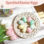 KJX 24 Pcs Plastic Speckled Easter Eggs, 2.4in 4 Colors Faux Pastel Speckled Eggs Bowl Vase Filler, Decorative Easter Eggs for Home Tables Centerpieces DIY Craft Spring Decor (Pastel)