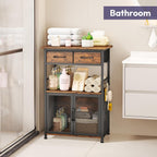 SWTYMIKI Coffee Bar Cabinet with Drawer - Coffee Stand Station with Removable Hooks, Buffet Cabinet for Coffee Maker or Microwave, Kitchen Bar Table Storage Organizer (Espresso, 20.47"x13.78"x31.3")