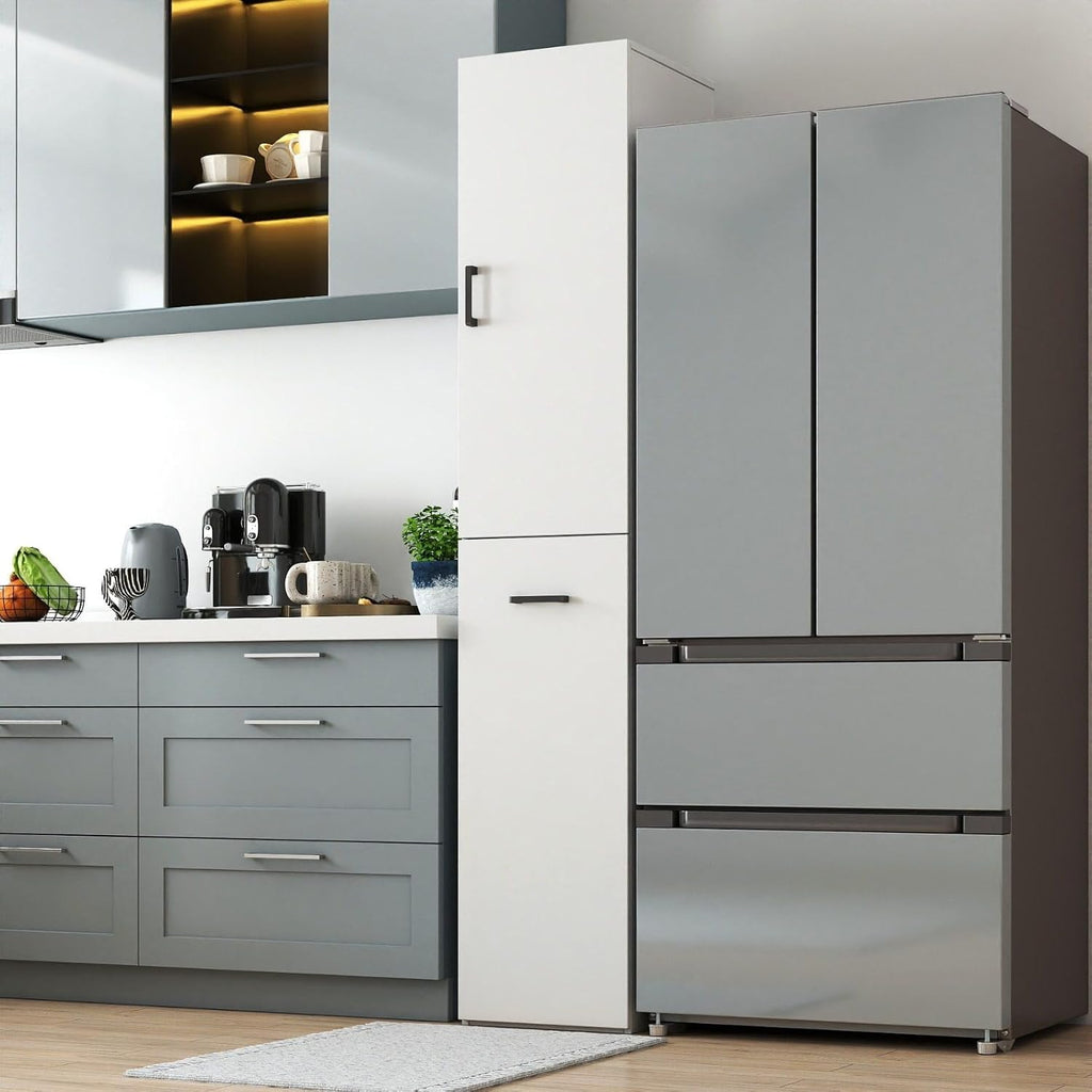 Kitchen Pantry Cabinet, 70.87" Tall Storage Cabinet with 3-Tier Pull-Out Shelves, Freestanding Cabinet with Door, 2 Adjustable Shelves, White Cupboard for Kitchen, Dining Room