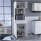 Microwave Double Door Cabinet, One Drawer, One Shelf for Microwave, White,for Kitchen