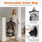 SOLEDI Laundry Hamper with Lid 100L Large & Tall Collapsible Laundry Basket, Clothes Hamper with Bag Removable Easy to Carry, Dirty Hampers for Bedroom, Bathroom, Dorm, College, Grey
