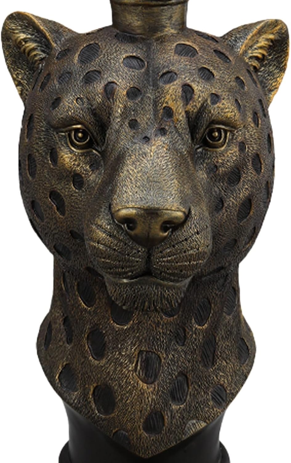 Leopard Head Accent Table with Faux Marble Top, Antique Brown Resin Animal Statue End Table, Decorative Side Table Pedestal for Living Room