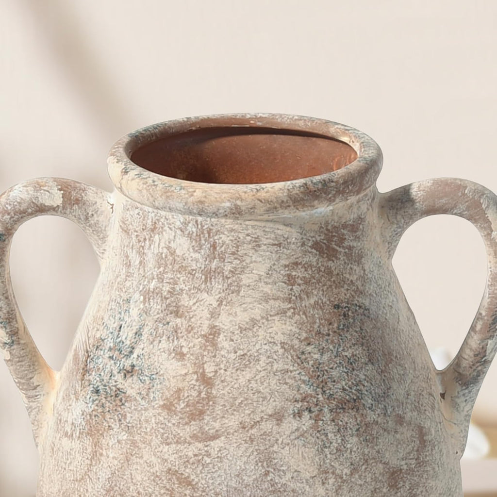 MILÖNGA Ceramic Vase Raw Terracotta Vase for Centerpieces,Modern Farmhouse Rustic Vintage Flower Vase for Pottery Barn Home Decor,Living Room,Kitchen Bedroom (Brown, 7.5 Inches)
