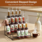 Nuovoware 3-Tier 12 Bottles Coffee Syrup Organizer, Separable Metal Rack with Wooden Base Whiskey Wine Dressing for Bar Countertop Kitchen