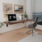 IAE Wall Mounted Folding Table with Pine Wood,36" x 14" Floating Wall Desk,Laundry Folding Table with Shelf Brackets,Fold Down Desk Shelf,Fold Workbench for Apartments,Home,Laundry Room,Kitchen,Brown