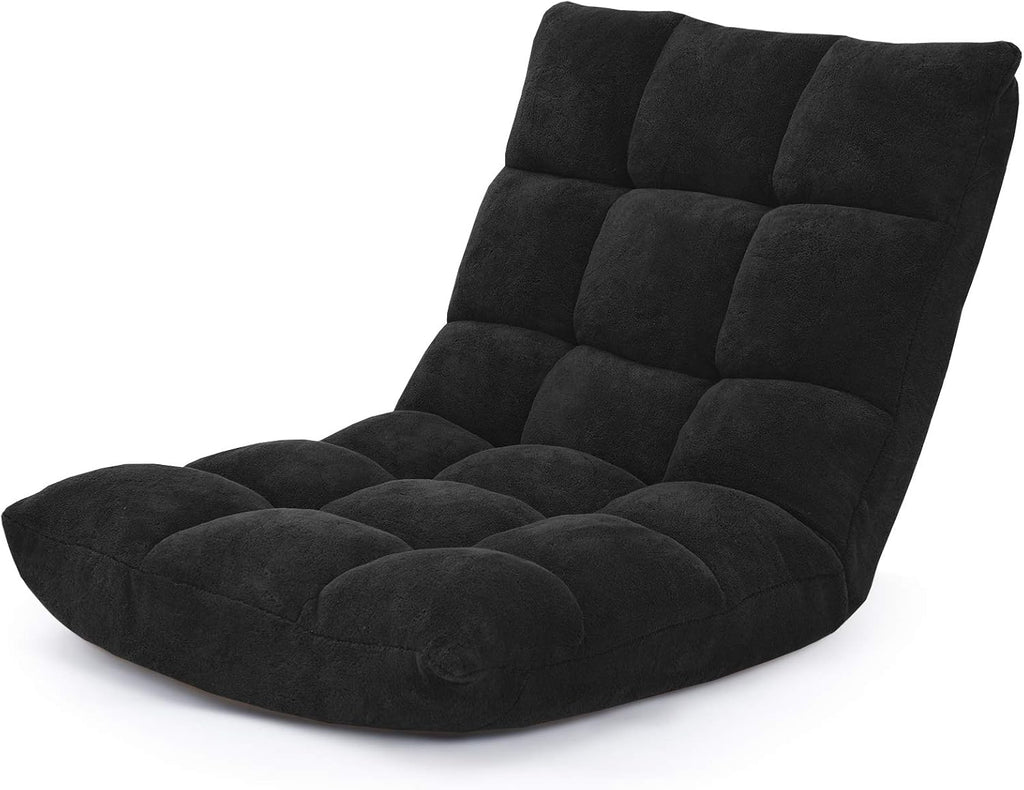 DORTALA Floor Gaming Chair with Back Support, 14-Position Adjustable Banana Chair for Adults, Foldable Floor Seats for Reading, Gaming (Black)