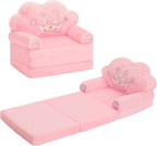MOONBEEKI Toddler Chair Comfy，Foldable Princess Couch for Girl, Toddler Recliners for Kids Over 18 Months, Kids Furniture for Bedroom and Playroom, Pink