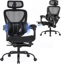 MALOL Ergonomic Mesh Office Chair with Footrest, Executive High Back Computer Desk Chair with 3D Adjustable Headrest & 5-Level Lumbar Support, Reclining Tilt Lock, 3D Arms, 300LBS Capacity, Black