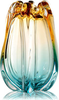 Hand Blown Glass Flower vases, Unique Glass vases, Wide Mouth vases, Small Modern Art Deco Glass vases for Home Living Room, Office, Table centerpieces, Bookshelves and Wedding Decorations
