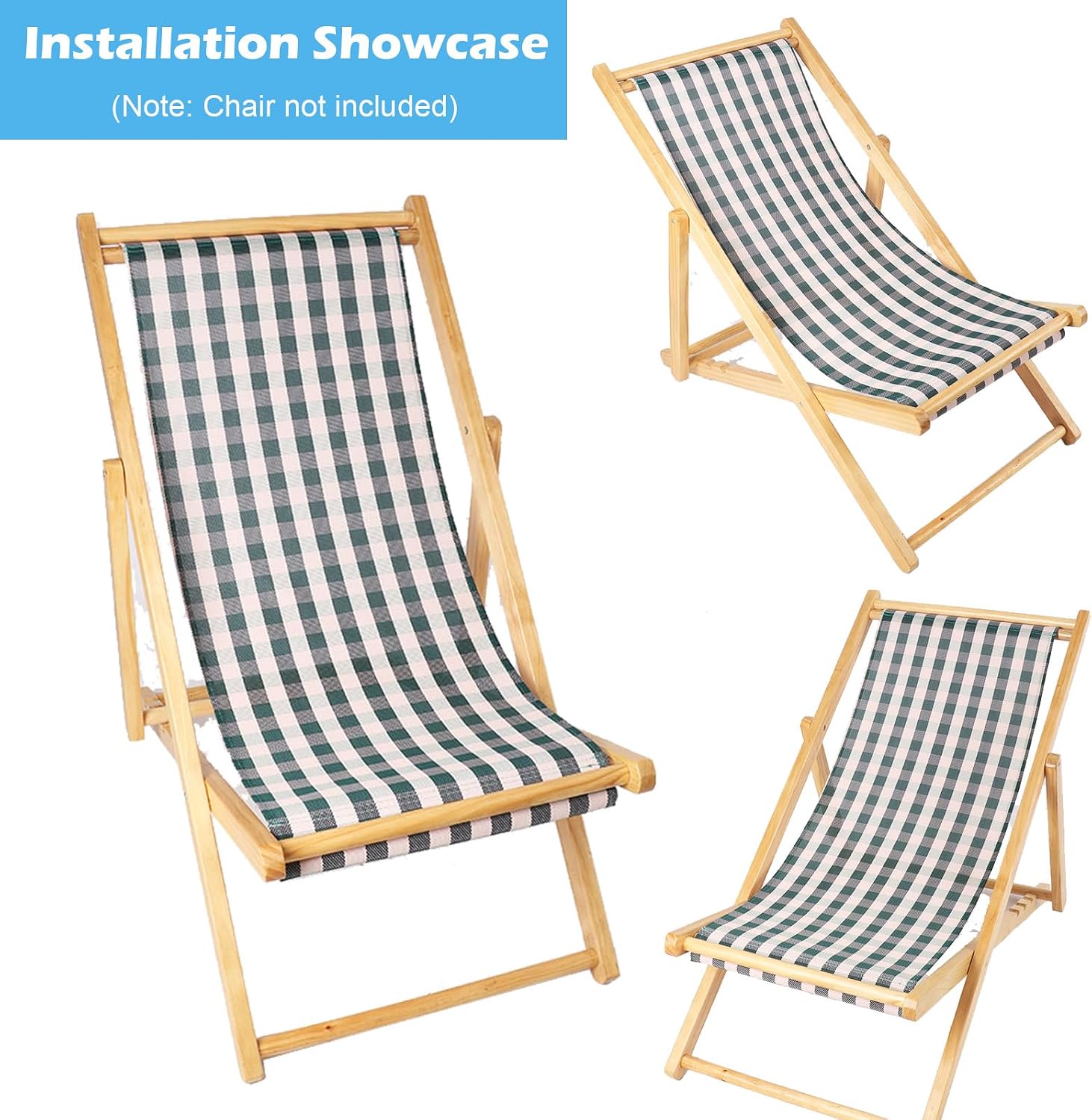 Ostlttyn Sling Chair Replacement Fabric 16.5" W X 44" L Waterproof Heavy Duty Soft Replacement Cloth for Wood Beach Sling Folding Lawn Patio Chairs