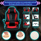 Gaming Chair Ergonomic Home Office Video Game Chairs Massage PU Leather Computer Chair Adjustable Swivel Chairs with Lumbar Support Headrest, Red