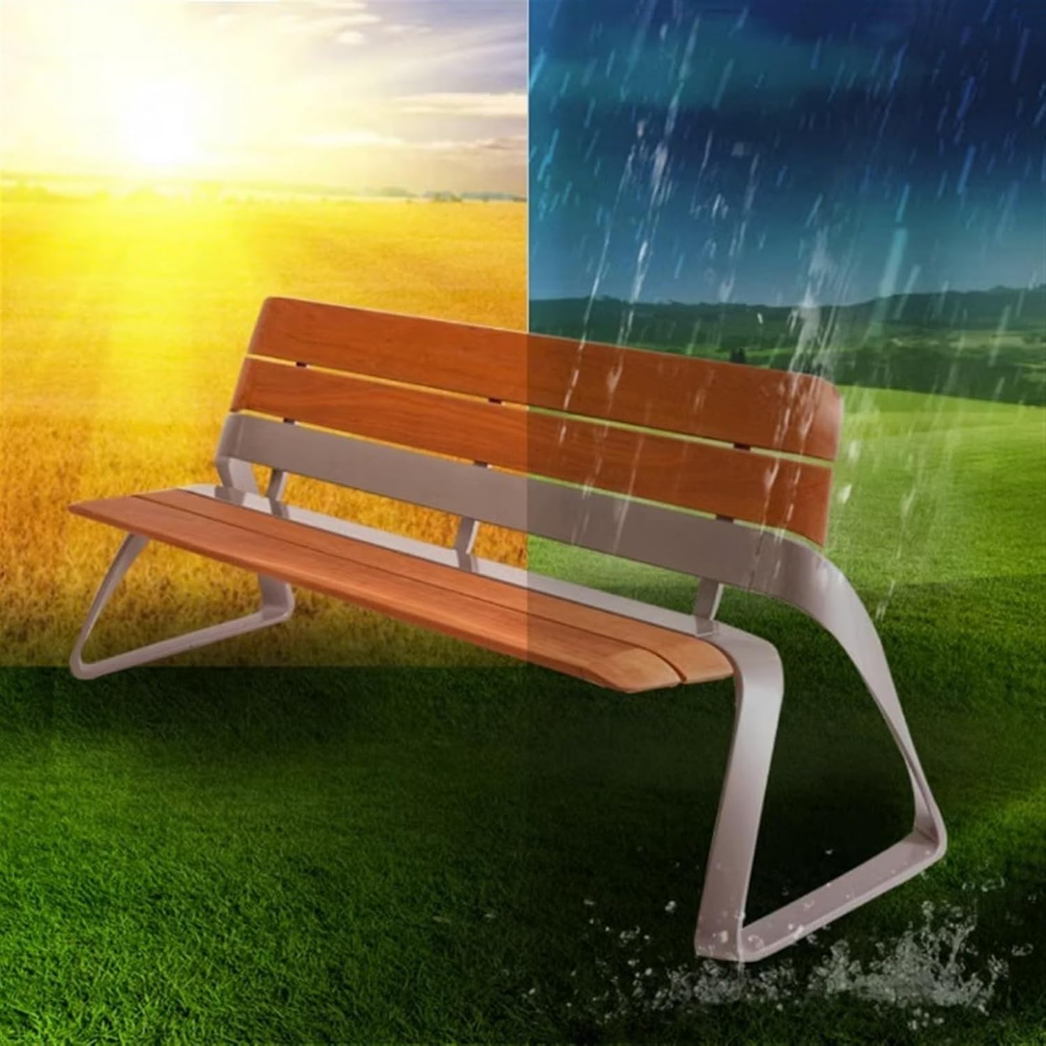 Patio Benches for Outdoors Modern Outdoor Benches, Patio Park with Backrests, Sturdy Stainless Steel, Leisure Chairs for Porch Poolside Lawn Garden Benches for Outdoors