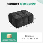 35" Boneless Ottoman, Chenille Modular Sectional Cloud Couch Ottoman, Comfy Upholstered Footrest for Living Room, Bedroom, Apartment, Dark Gray