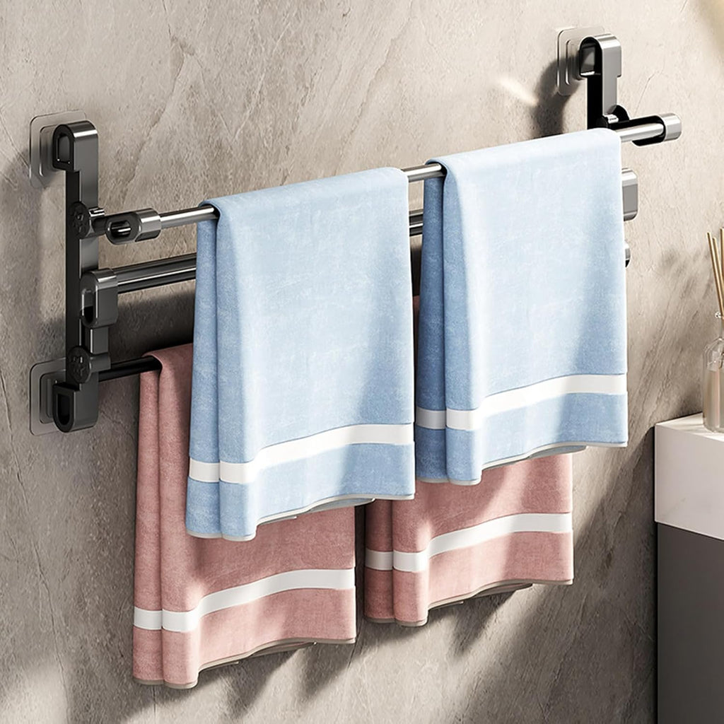 Wall Mounted Folding Shoe Rack 2 Tiers Space Saving Designs for Bathroom and Entryway Without Drilling Required