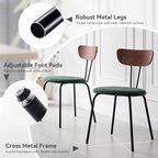 Stackable Dining Chair Set of 4, Small Modern Kitchen Chair with Solid Wood Back, Space Saving Chairs for Apartment Living Room, Green