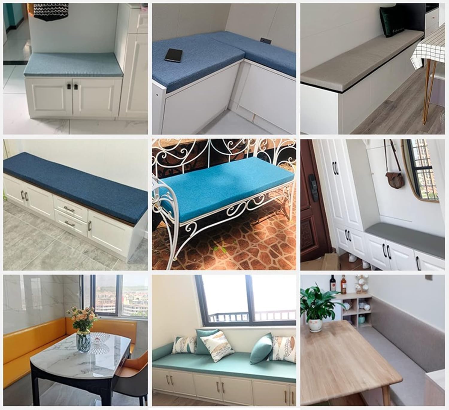Indoor Bench Cushion 2 3 Seater Long Seat Cushion 120cm/150cm/140cm,Thick 5cm Garden Dining Seat Cushion Pad Kitchen Home Wooden Bench Outdoor(4,67x18in/170x45cm)