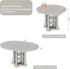 43.3''-59'' Round Extendable Dining Table for 4-6, Modern Kitchen Extendable Dining Room Table with 2-Tier Storage Shelves, Round Oval Dinner Table with Storage for Kitchen Living Room
