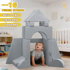 15pcs Unique Modular Kids Play Couch - Convertible Foldable Toddler Sofa Bed with Removable Crystal Velvet Cover, Safe Couches Kids Furniture for Playroom & Bedroom, for Boys and Girls