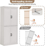 GarveeHome Pantry Cabinet, Freestanding Kitchen Pantry Storage Cabinet,70 in Cupboard, Tall Storage Cabinet with Doors and Adjustable Shelves, for Bathroom, Dining Room, Living Room, Antique White