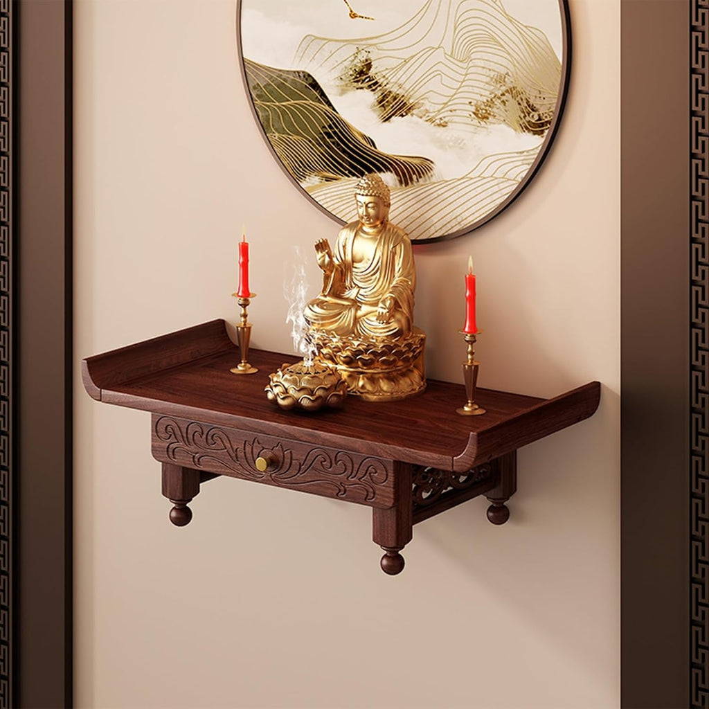 Buddhist Prayer Altar, Wall Hanging Offering Table for Home Decor and Spiritual Activities, Ideal for Living Room and Bedroom