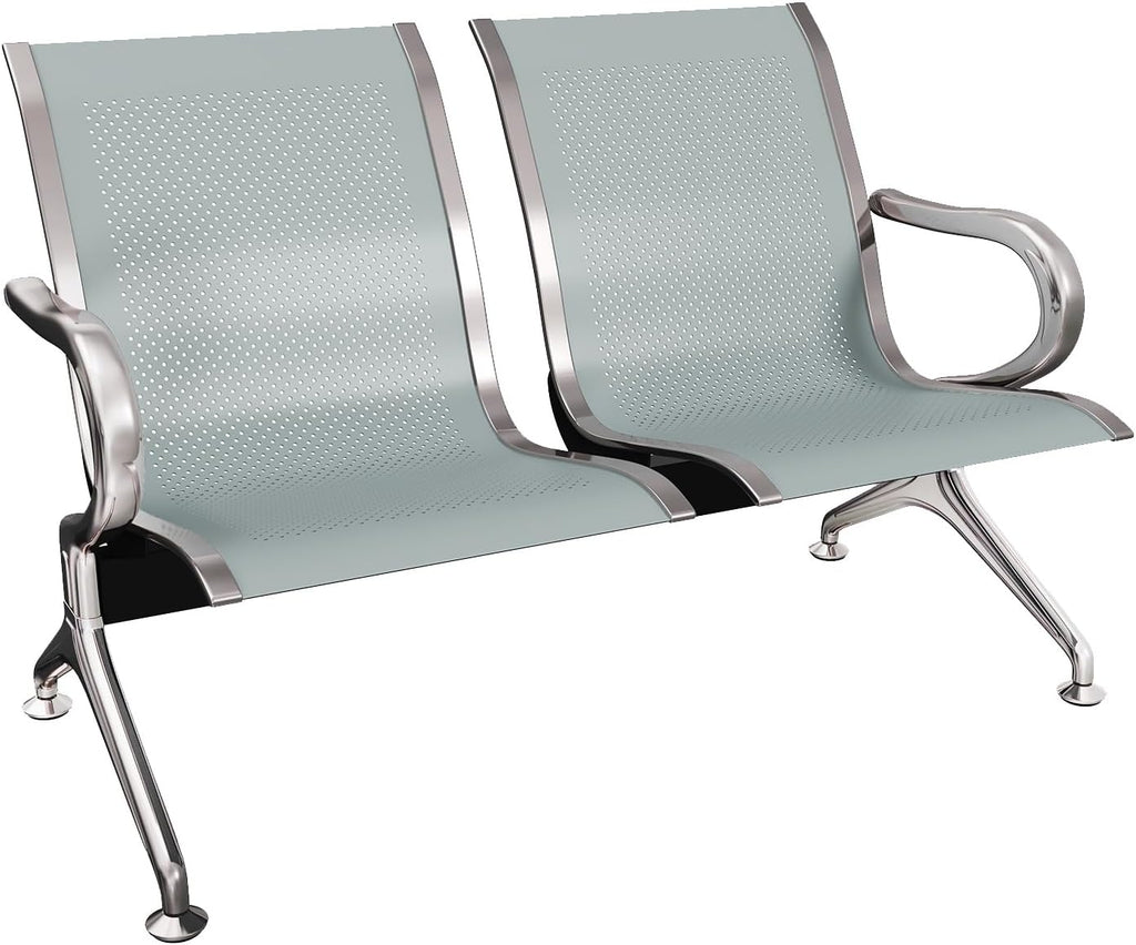 Kinsuite 5 Seat Waiting Room Chairs - Airport Reception Chairs with Arms Metal Reception Bench Seating Lobby Chairs for Business Office Hospital Bank Airport Market, Silver