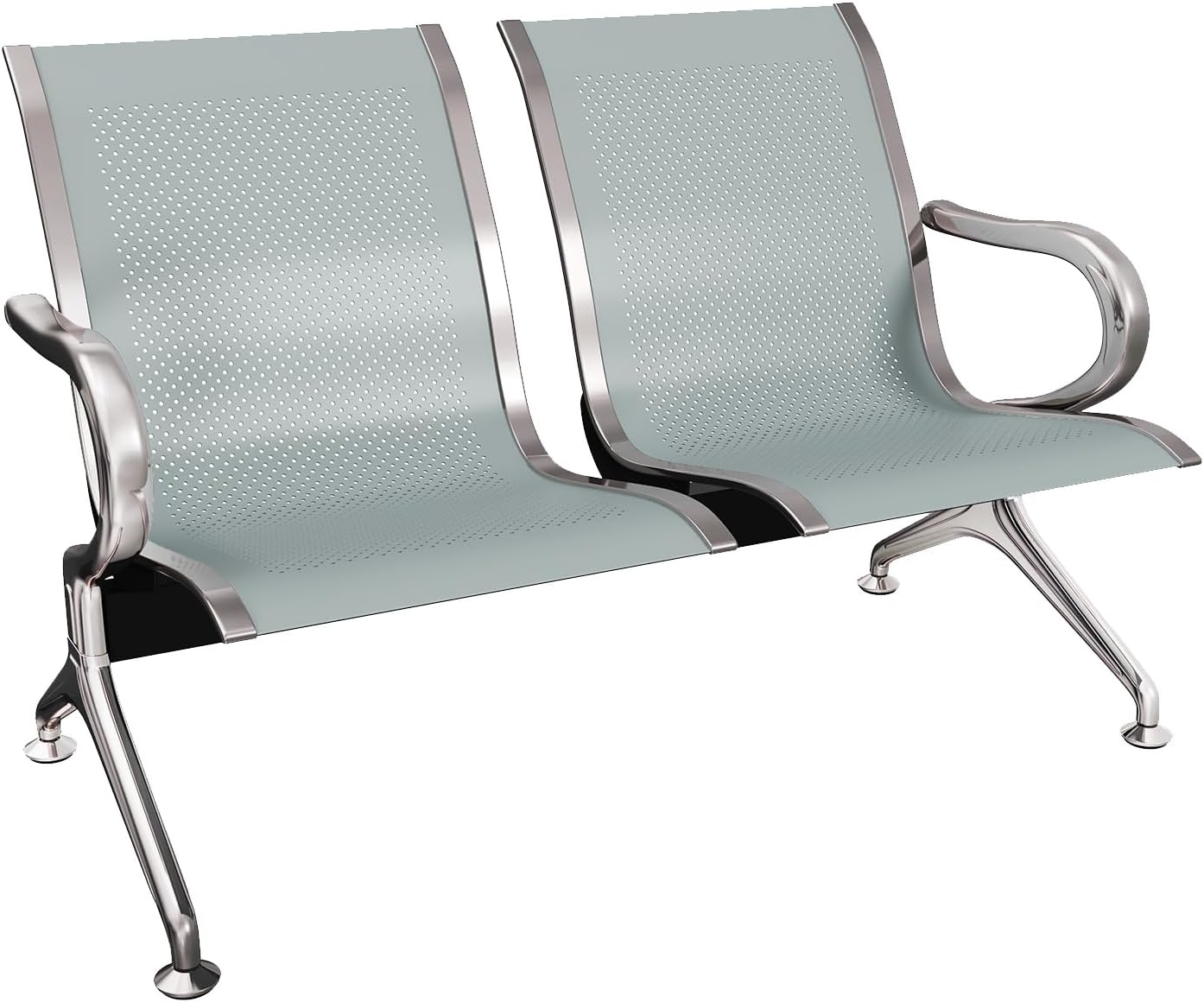 Kinsuite 5 Seat Waiting Room Chairs - Airport Reception Chairs with Arms Metal Reception Bench Seating Lobby Chairs for Business Office Hospital Bank Airport Market, Silver