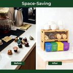 Stackable Bamboo Tea Box Organizer (Set of 2) - Large Capacity Tea Bag Storage Holder for Pantry & Cabinet - Multipurpose Tea Chest - Sustainable Kitchen Drawer & Office Breakroom Decor