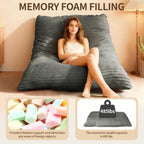 3 in 1 Bean Bag Chair, Beanbag Washable, Bean Bag Chairs for Adults, Beanbag Chair with Zipper, Adult Beans Bags Chairs, Giant Beanbags Sofa for Livingroom(Dark Grey, 55.1"x 75.6"x 19.69")