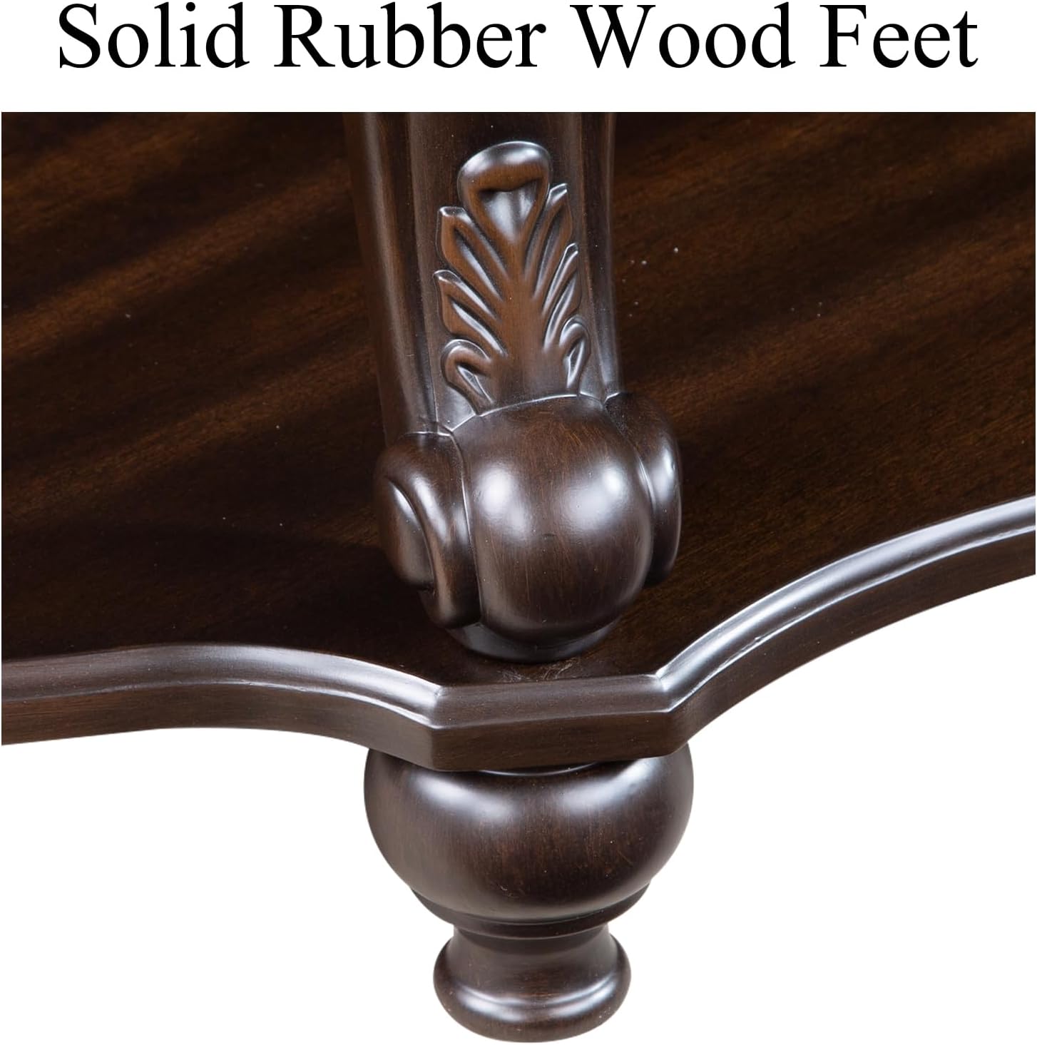 Vintage Small Round End Table 22" Wood Side Table, Antique Table Legs with Elegant Carvings, Easy Assembly,Espresso