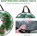 2-Pack Christmas Wreath Storage Container 24'', Clear Wreath Storage Bags with Dual Zippers for Xmas Seasonal Thanksgiving Holiday Artificial Wreath Storage