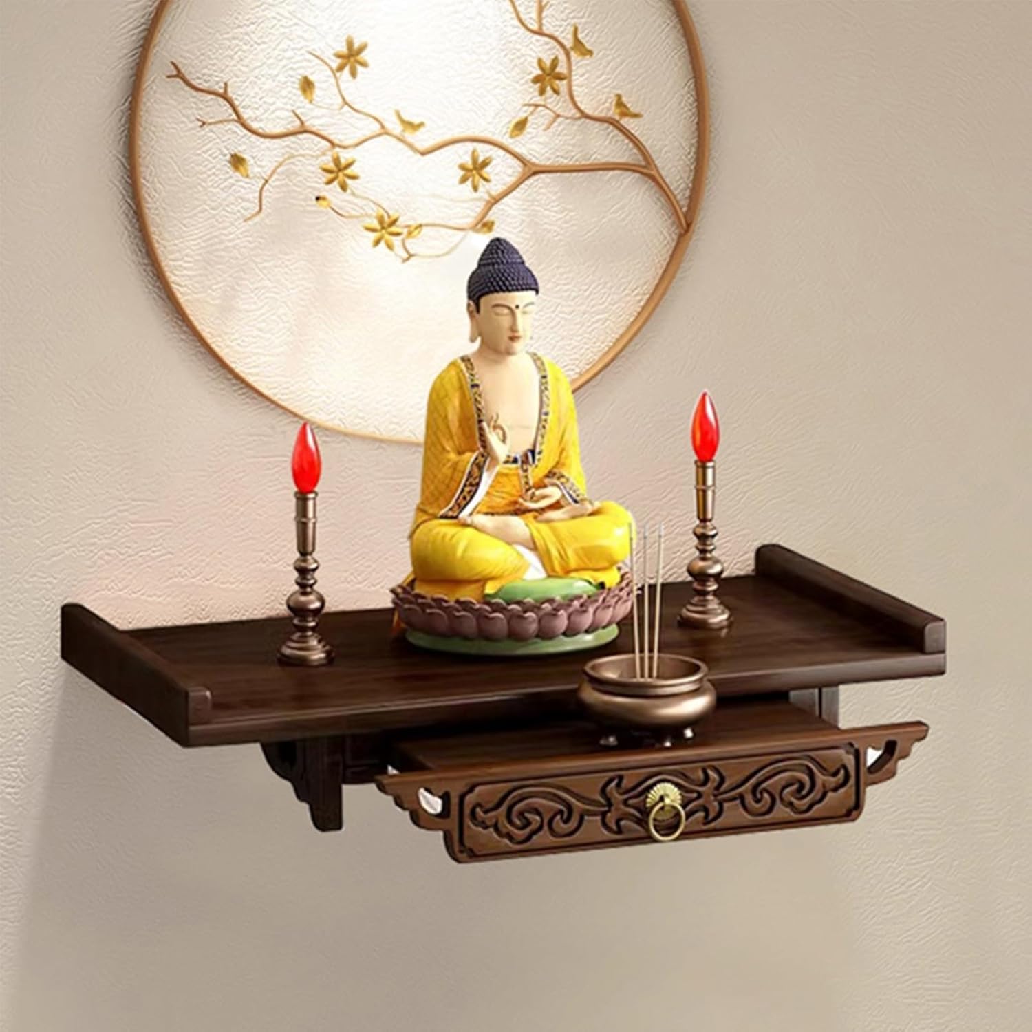 Altar Table, Wall-Mounted Personal Shrine Altar Table, Buddha Niche, Buddha Shelf Statue Stand, Spiritual Activities, Used to Place Photos, Souvenirs etc(66 * 26cm/26 * 10.2in)