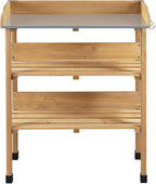 costoffs Wooden Potting Bench Table Garden Fir Wood Potting Table with Storage Shelf and Hooks, 77x37x90 cm Wood