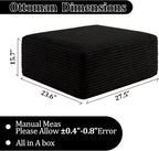 Corduroy Ottoman, Modern Boneless Cloud Foot Rest Foam Support, Oversized Modular Sectional Sofa Stool for Living Room, Bedroom & Small Spaces, No Assembly Required (Black, Ottoman)