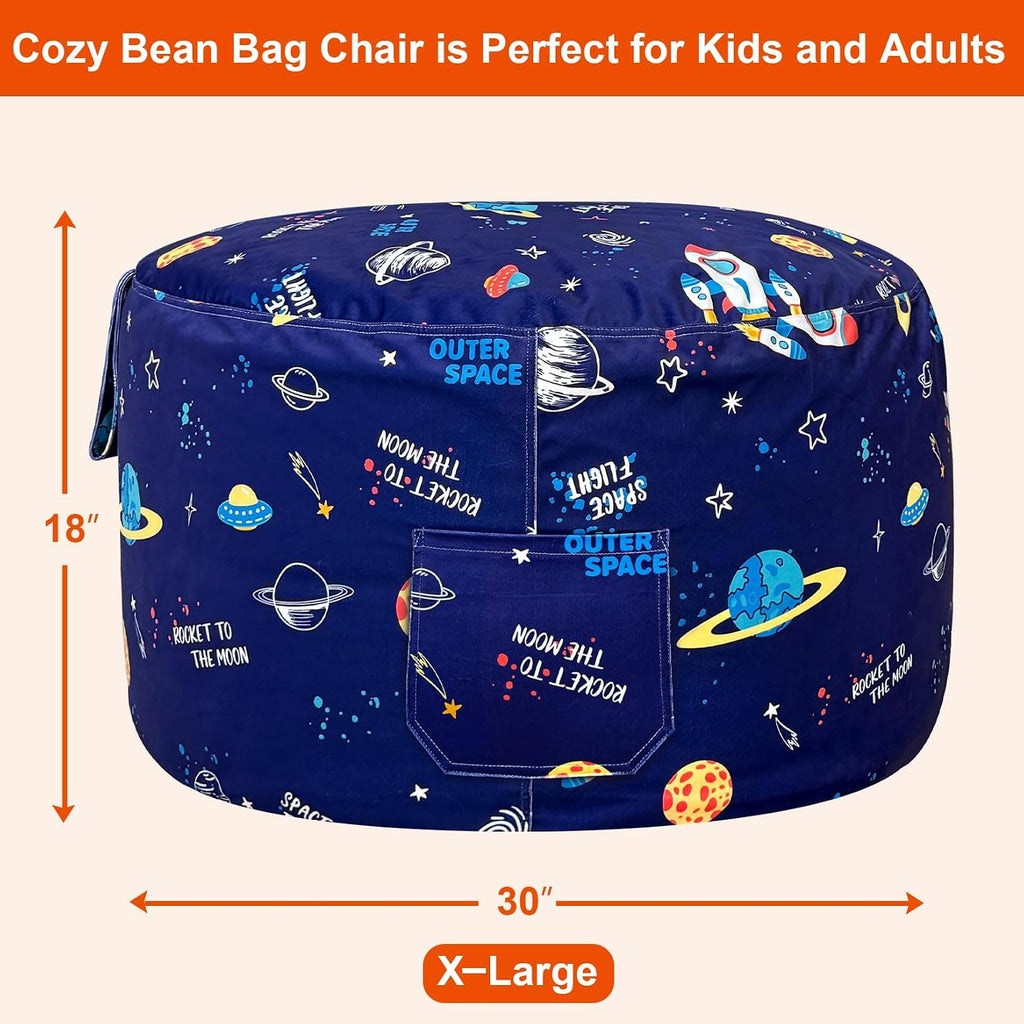 2.5 Ft Space Bean Bag Chair for Kids with Memory Foam Filling, Bean Bag Chair with Soft Velvet Cover, Sofa Couch for Living Room, Birthday Gift for Boys Girls, X-Large